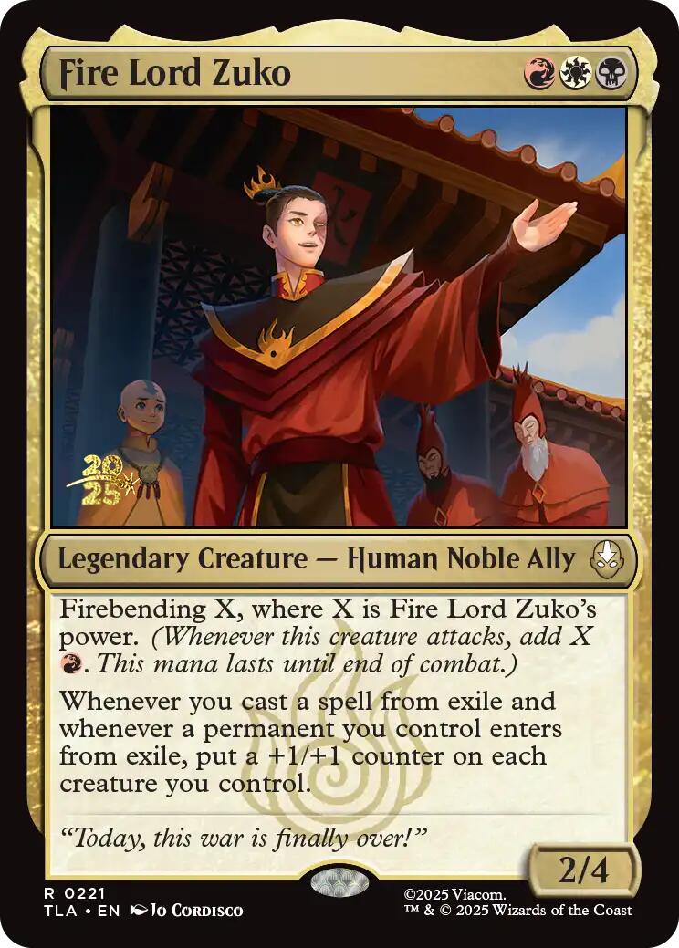 Fire Lord Zuko [Avatar: The Last Airbender Prerelease Cards] | Anubis Games and Hobby