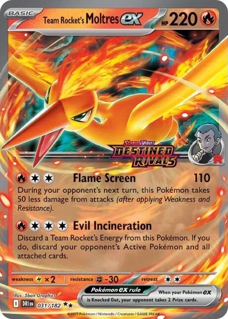 Team Rocket's Moltres ex (031/182) (Destined Rivals Stamp) [Miscellaneous Cards] | Anubis Games and Hobby