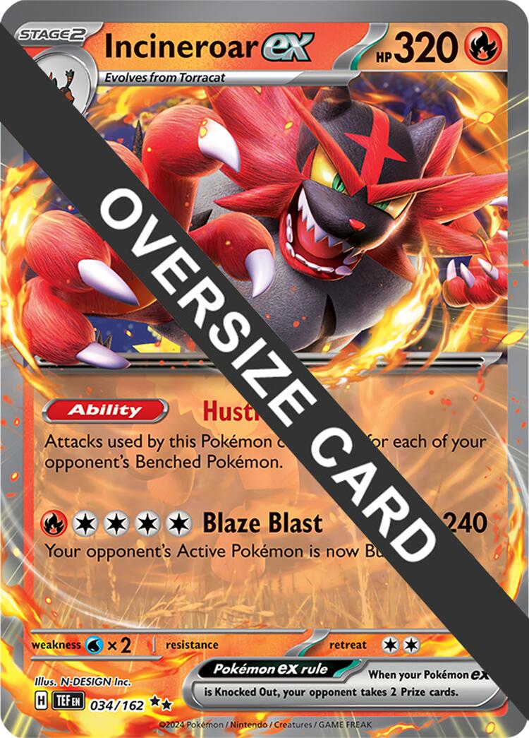 Incineroar ex (034/162) (Jumbo Card) [Scarlet & Violet: Temporal Forces] | Anubis Games and Hobby