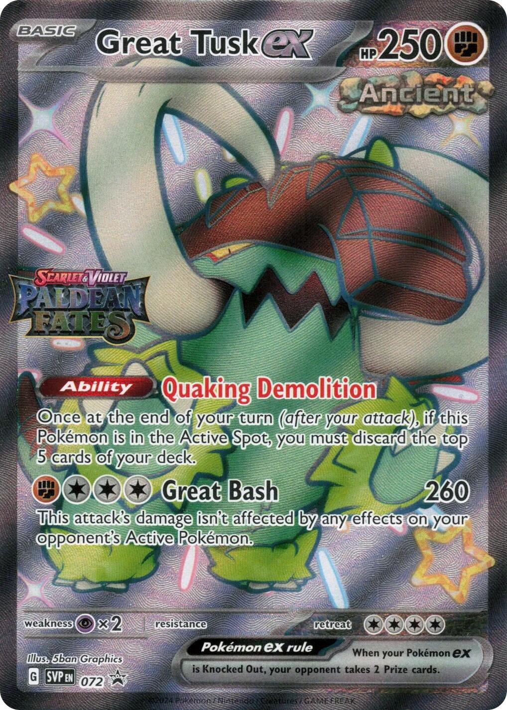 Great Tusk ex (072) (Paldean Fates Stamped) [Scarlet & Violet: Paldean Fates] | Anubis Games and Hobby