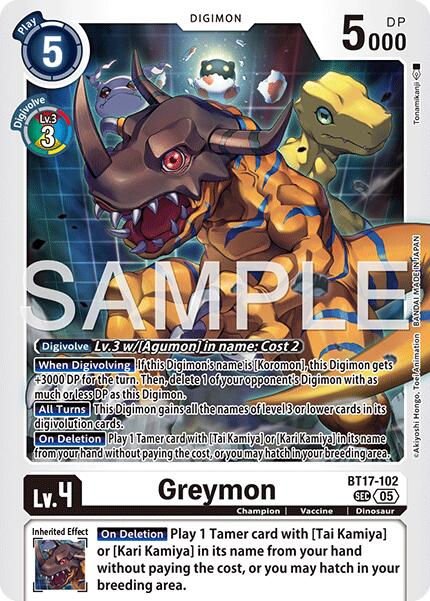 Greymon [BT17-102] [Advanced Booster Digimon Generation] | Anubis Games and Hobby