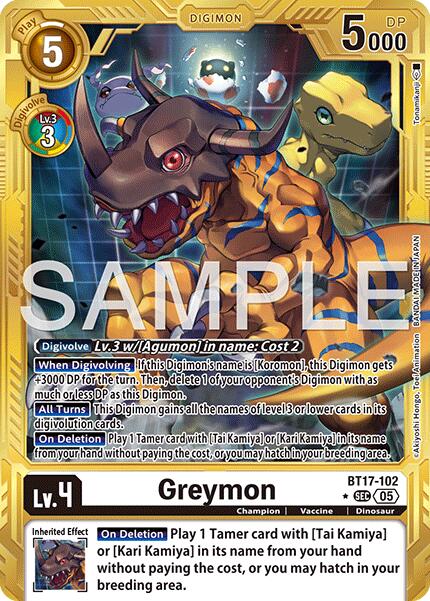 Greymon [BT17-102] (Alternate Art) [Advanced Booster Digimon Generation] | Anubis Games and Hobby