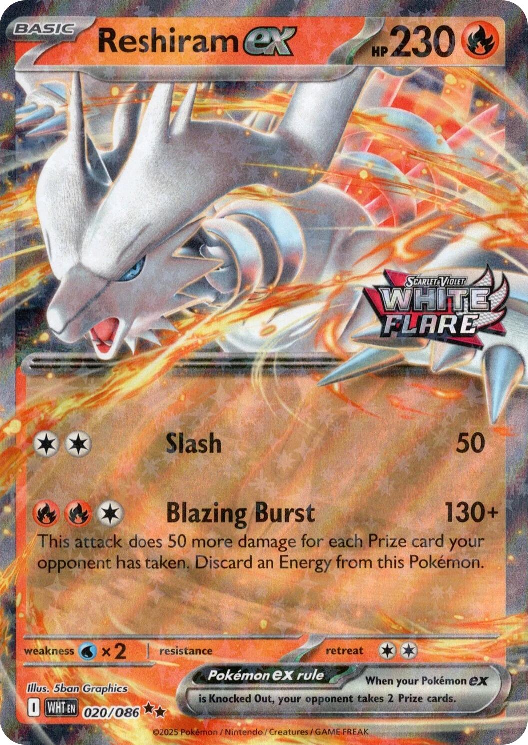 Reshiram ex (020/086) (White Flare Stamped) [Miscellaneous Cards] | Anubis Games and Hobby