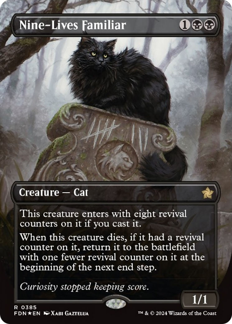 Nine-Lives Familiar (Borderless Mana Foil) [Foundations] | Anubis Games and Hobby
