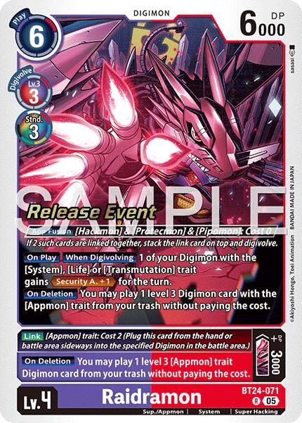Raidramon [BT24-071] [Time Stranger Release Events Cards] | Anubis Games and Hobby