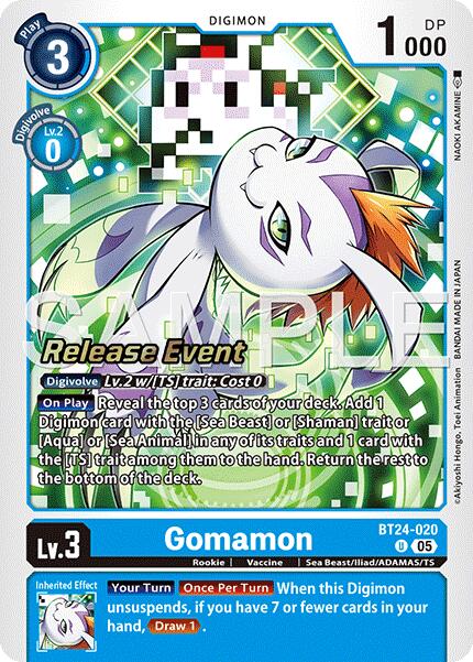 Gomamon [BT24-020] [Time Stranger Release Events Cards] | Anubis Games and Hobby