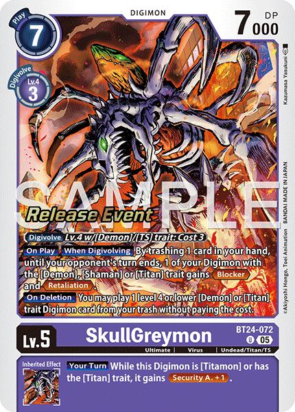 SkullGreymon [BT24-072] [Time Stranger Release Events Cards] | Anubis Games and Hobby