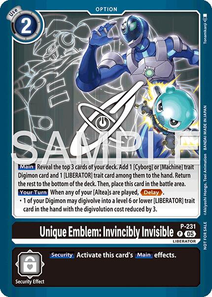 Unique Emblem: Invincibly Invisible [P] (Dawn of Liberator Box Topper) [Promotional Cards] | Anubis Games and Hobby