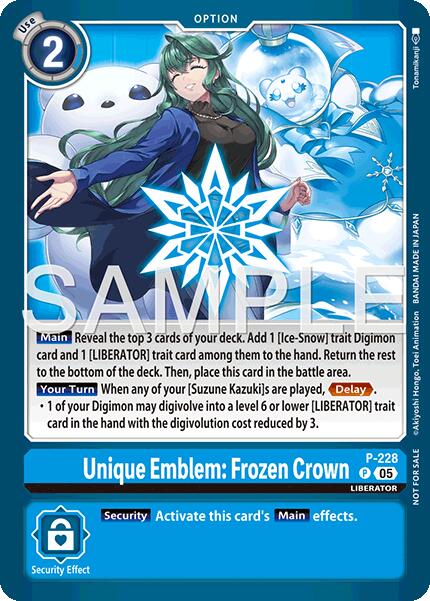 Unique Emblem: Frozen Crown [P-228] (Dawn of Liberator Box Topper) [Promotional Cards] | Anubis Games and Hobby