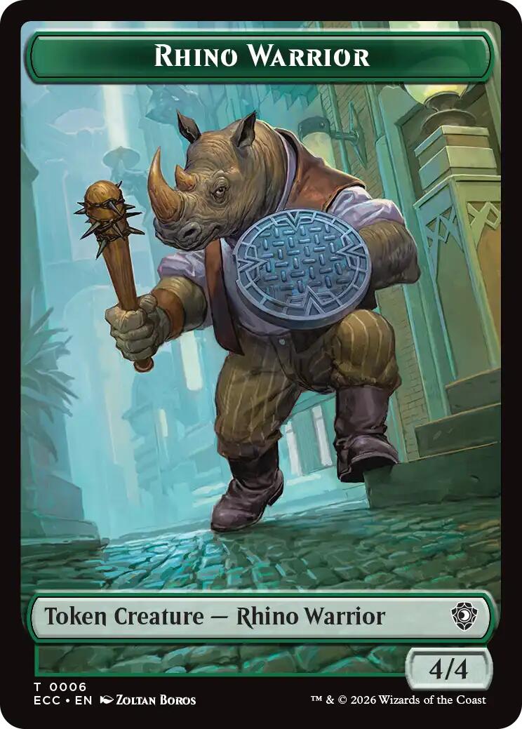 Rhino Warrior // Elemental (0010) Double-Sided Token [Lorwyn Eclipsed Tokens] | Anubis Games and Hobby