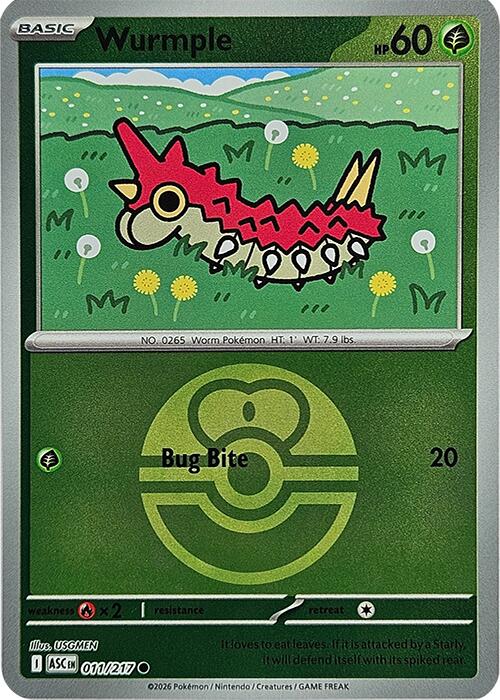 Wurmple (011/217) (Love Ball) [Mega Evolution: Ascended Heroes] | Anubis Games and Hobby