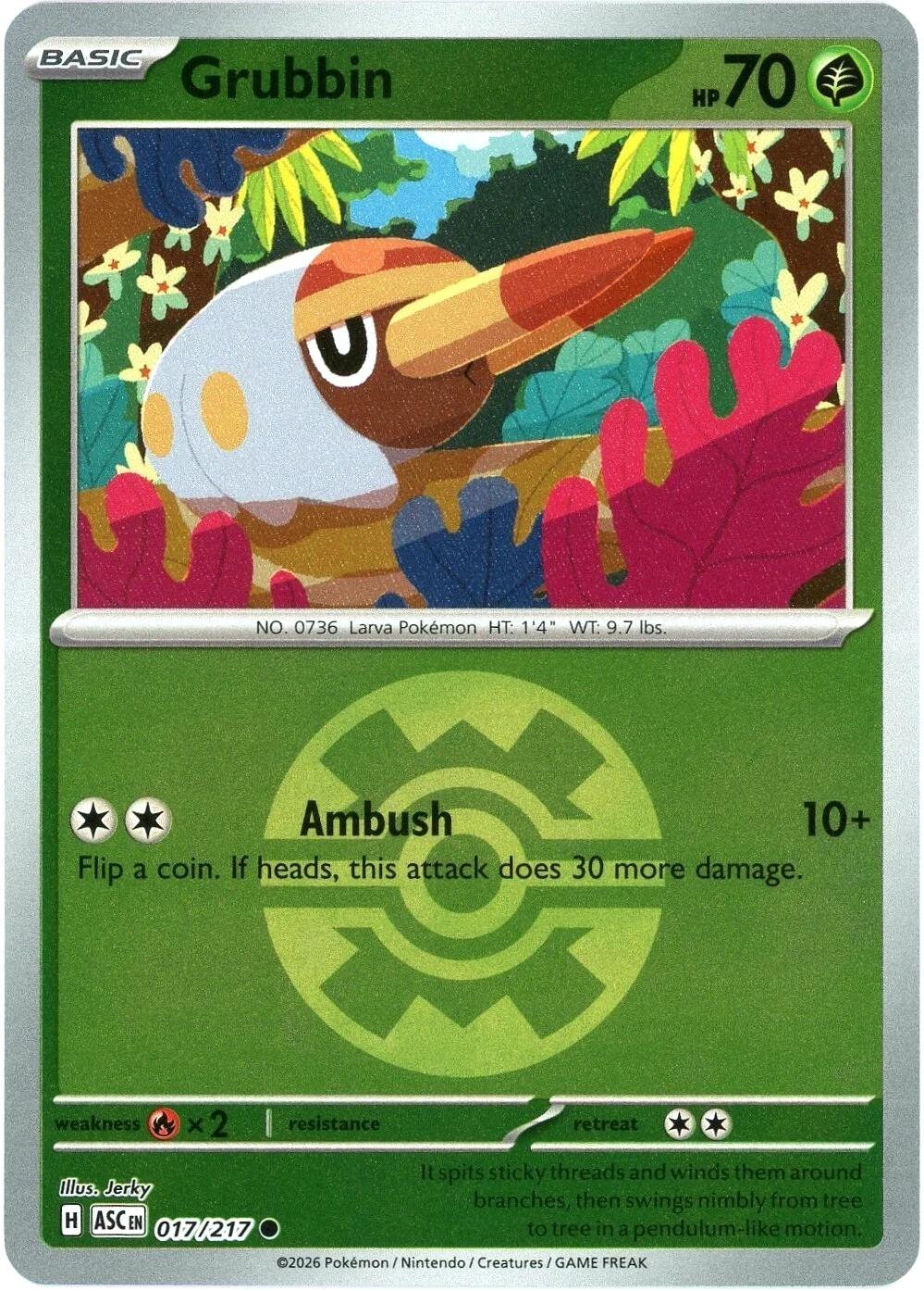 Grubbin (017/217) (Quick Ball) [Mega Evolution: Ascended Heroes] | Anubis Games and Hobby