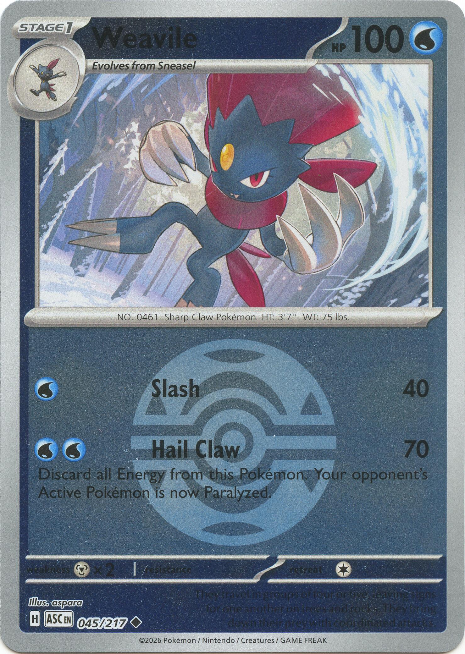 Weavile (045/217) (Dusk Ball) [Mega Evolution: Ascended Heroes] | Anubis Games and Hobby