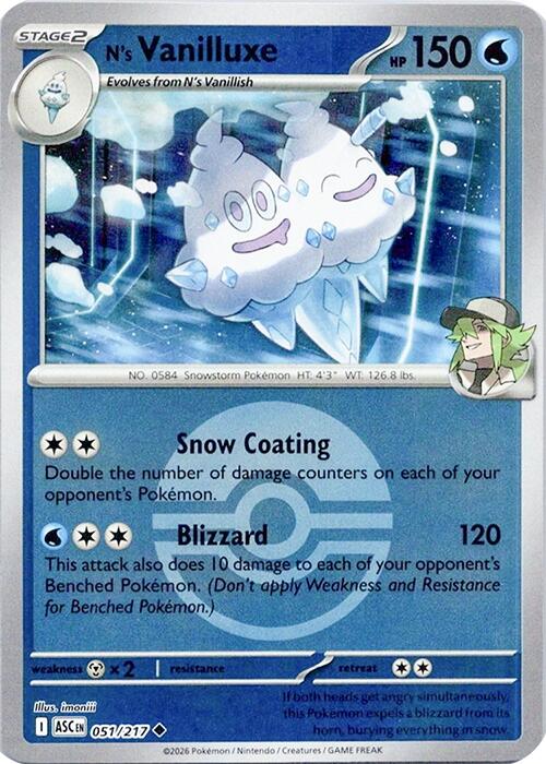 N's Vanilluxe (051/217) (Poke Ball) [Mega Evolution: Ascended Heroes] | Anubis Games and Hobby