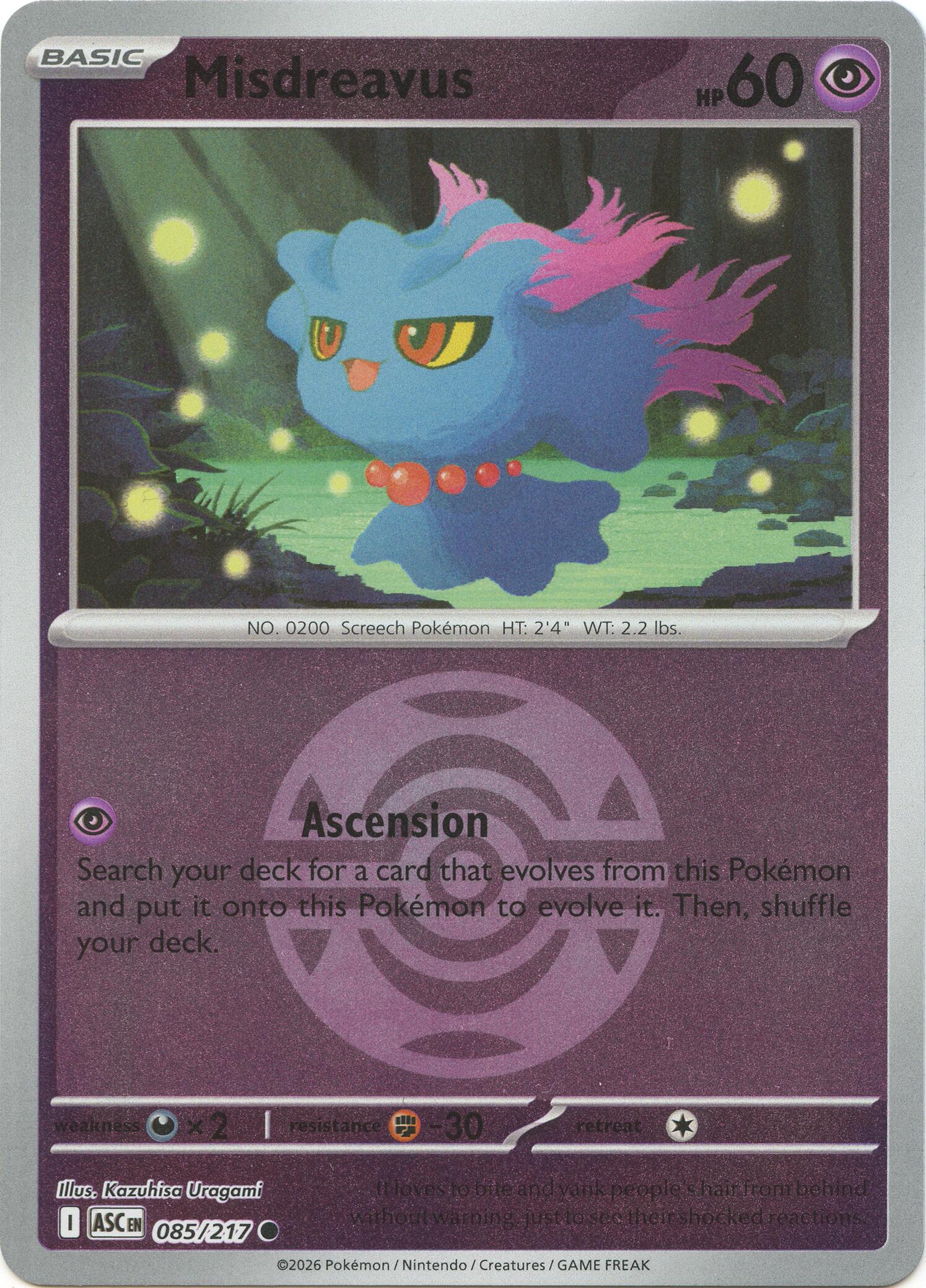 Misdreavus (085/217) (Dusk Ball) [Mega Evolution: Ascended Heroes] | Anubis Games and Hobby