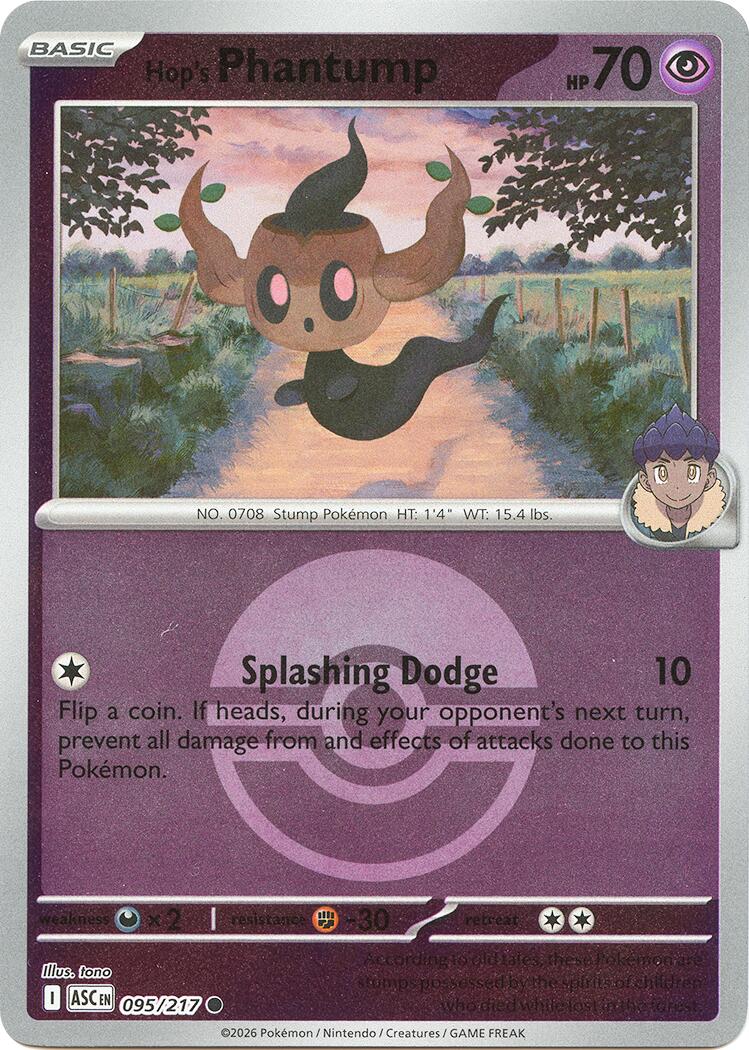 Hop's Phantump (095/217) (Poke Ball) [Mega Evolution: Ascended Heroes] | Anubis Games and Hobby