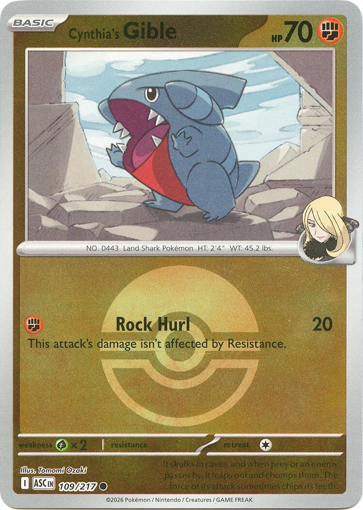 Cynthia's Gible (109/217) (Poke Ball) [Mega Evolution: Ascended Heroes] | Anubis Games and Hobby