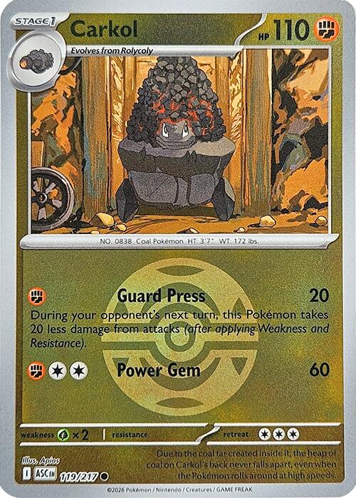 Carkol (119/217) (Dusk Ball) [Mega Evolution: Ascended Heroes] | Anubis Games and Hobby