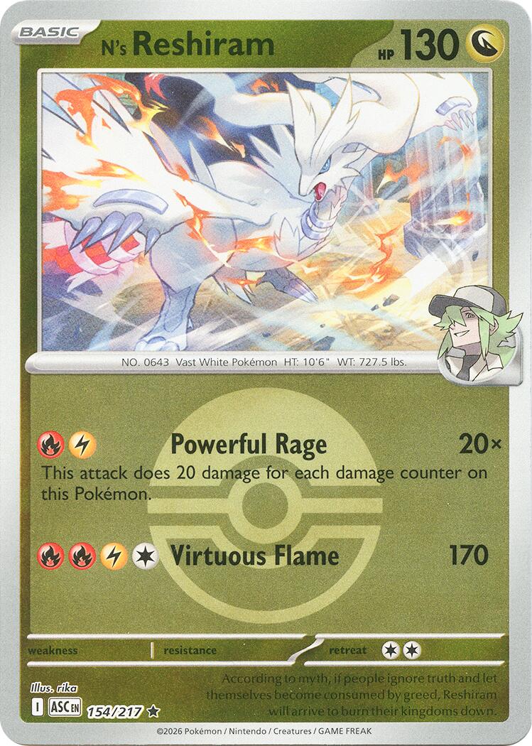 N's Reshiram (154/217) (Poke Ball) [Mega Evolution: Ascended Heroes] | Anubis Games and Hobby