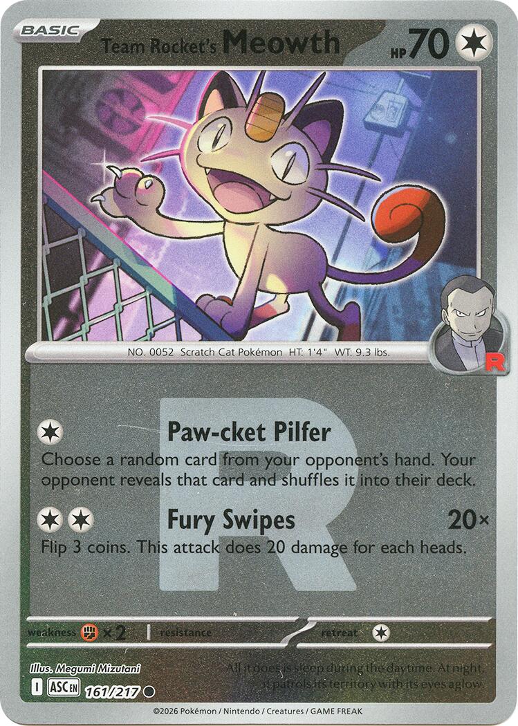 Team Rocket's Meowth (161/217) (Team Rocket) [Mega Evolution: Ascended Heroes] | Anubis Games and Hobby