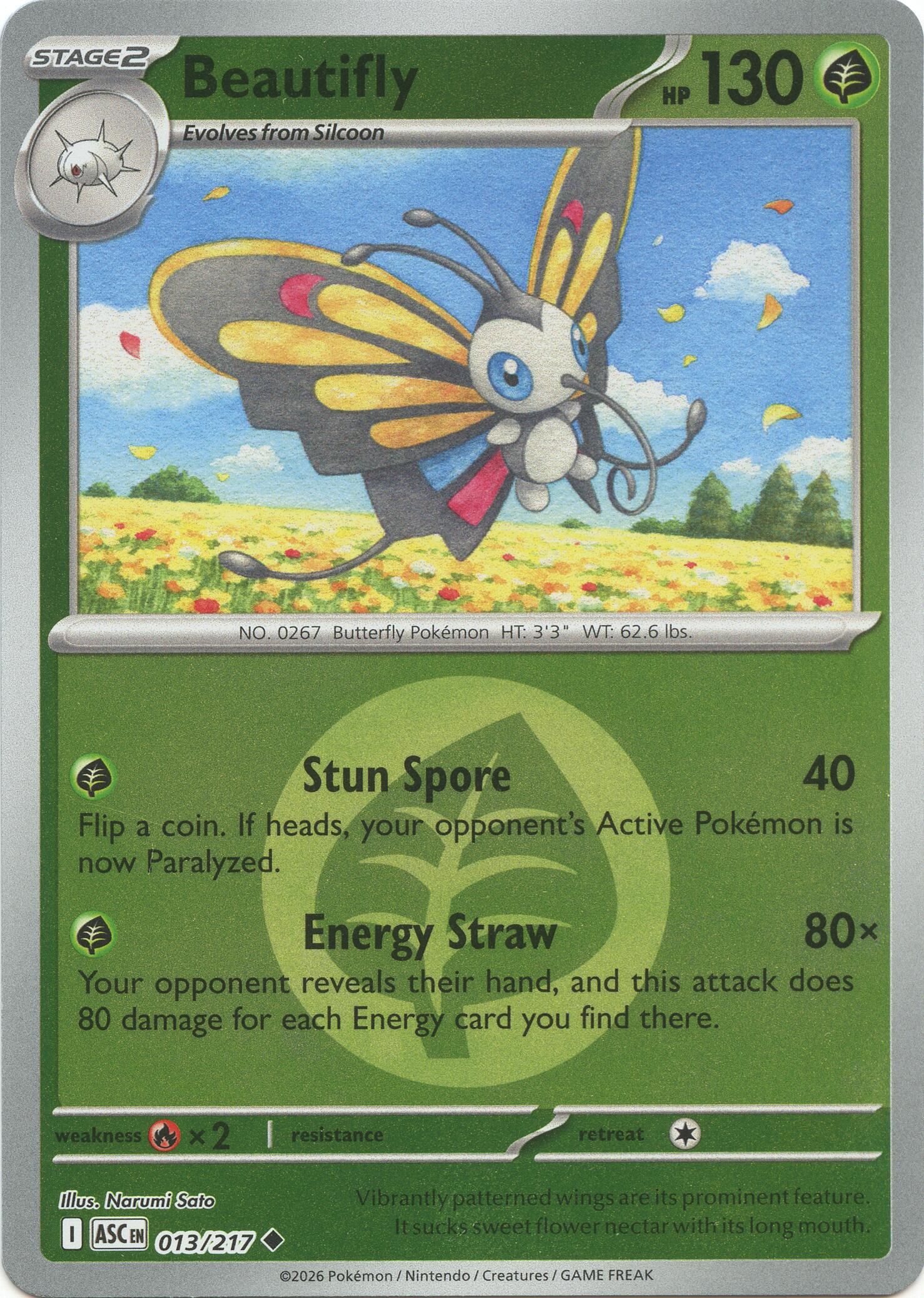 Beautifly (013/217) (Energy Symbol Pattern) [Mega Evolution: Ascended Heroes] | Anubis Games and Hobby