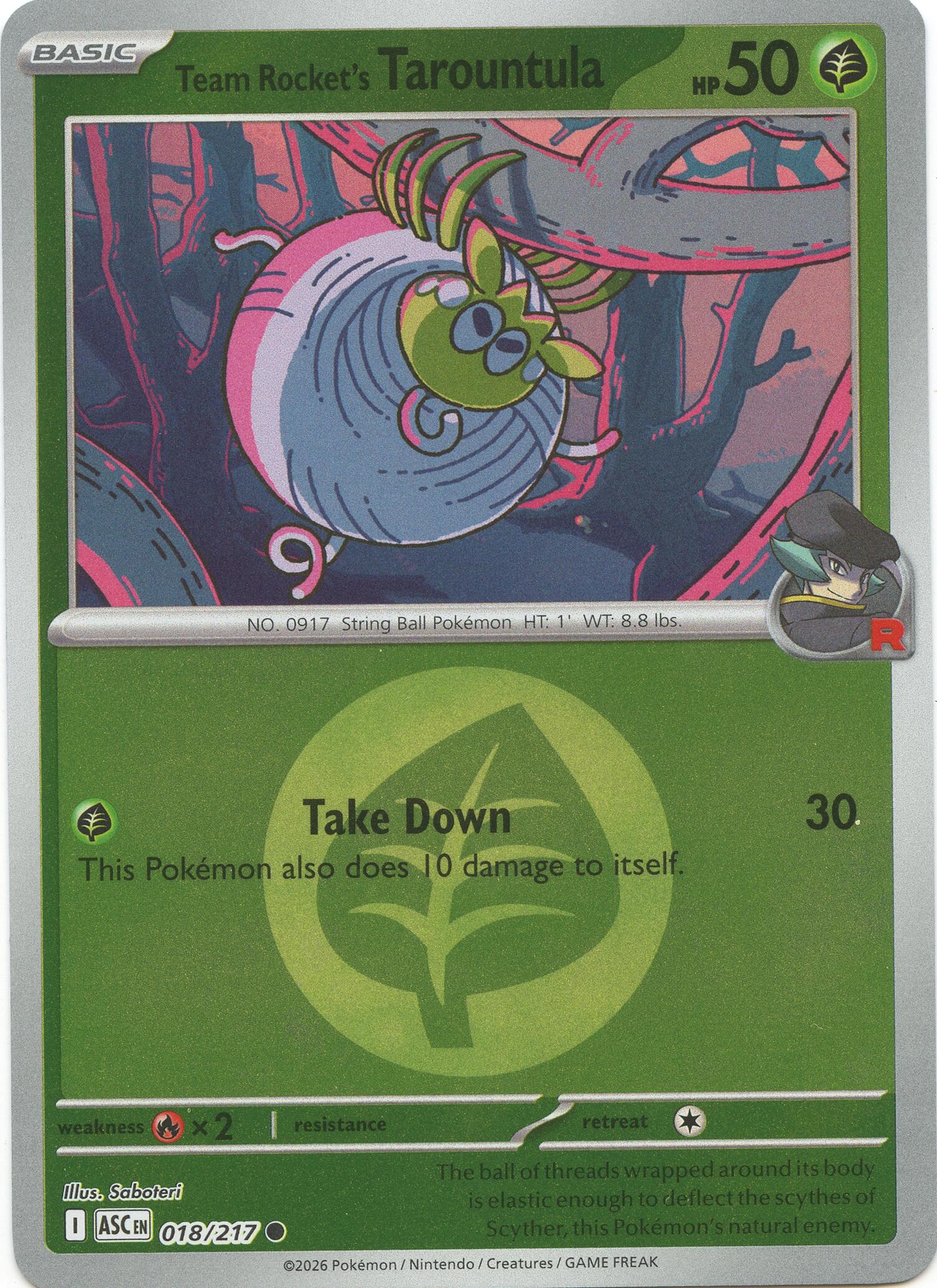 Team Rocket's Tarountula (018/217) (Energy Symbol Pattern) [Mega Evolution: Ascended Heroes] | Anubis Games and Hobby