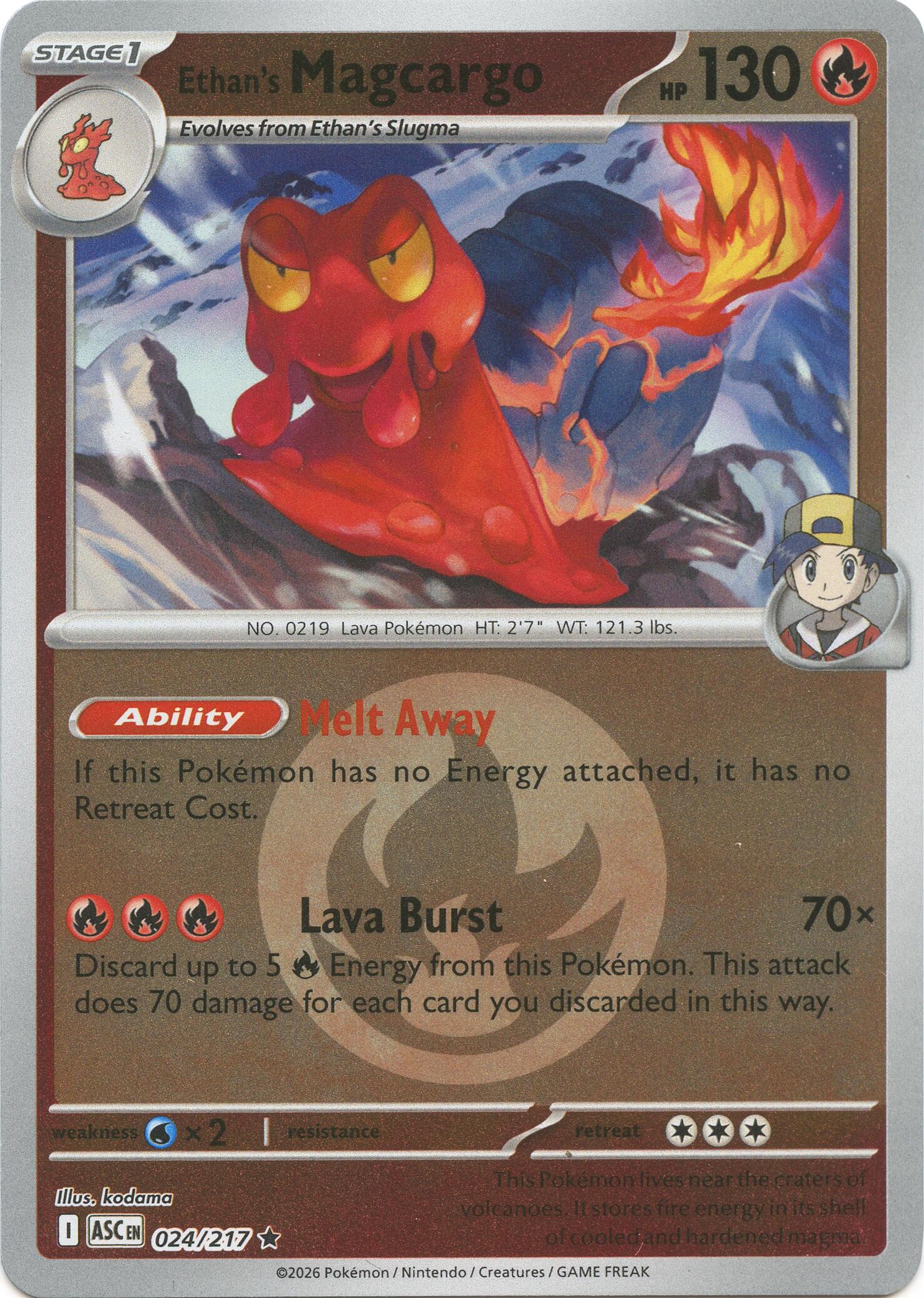 Ethan's Magcargo (024/217) (Energy Symbol Pattern) [Mega Evolution: Ascended Heroes] | Anubis Games and Hobby