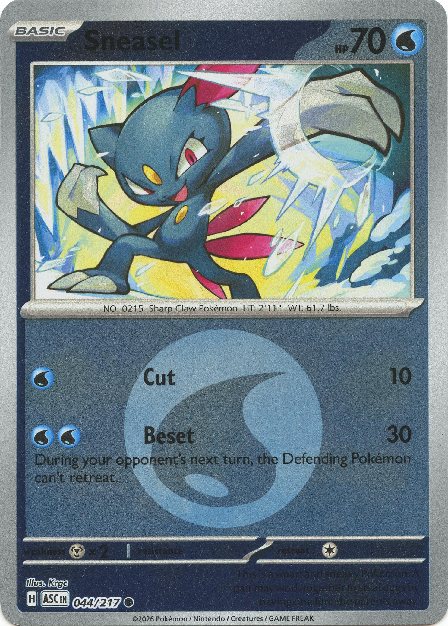 Sneasel (044/217) (Energy Symbol Pattern) [Mega Evolution: Ascended Heroes] | Anubis Games and Hobby