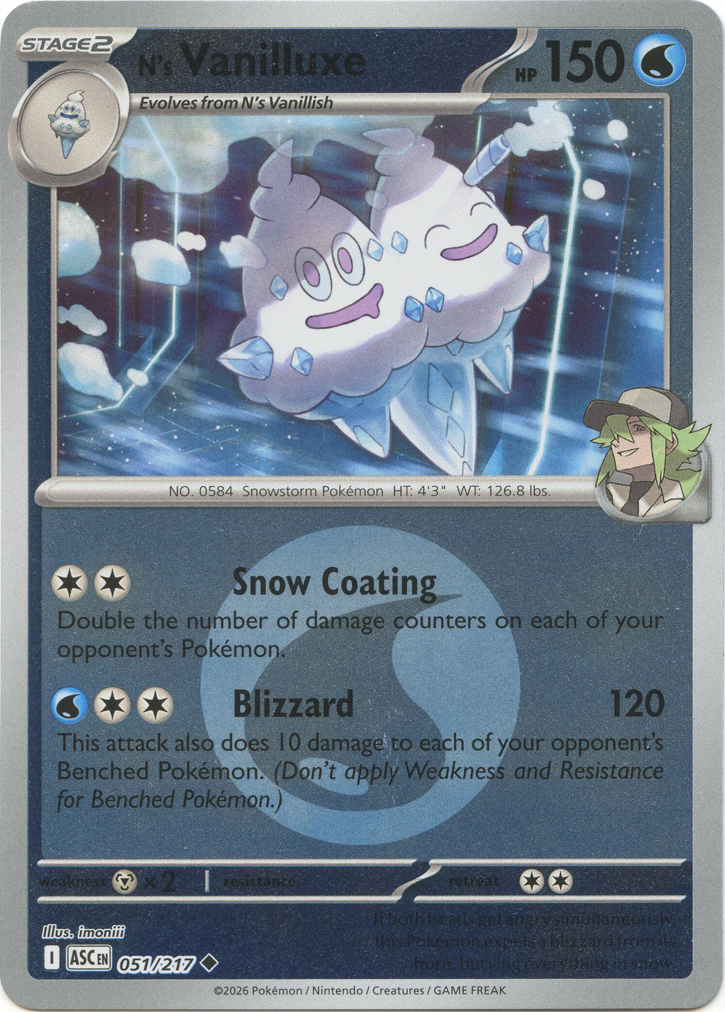 N's Vanilluxe (051/217) (Energy Symbol Pattern) [Mega Evolution: Ascended Heroes] | Anubis Games and Hobby