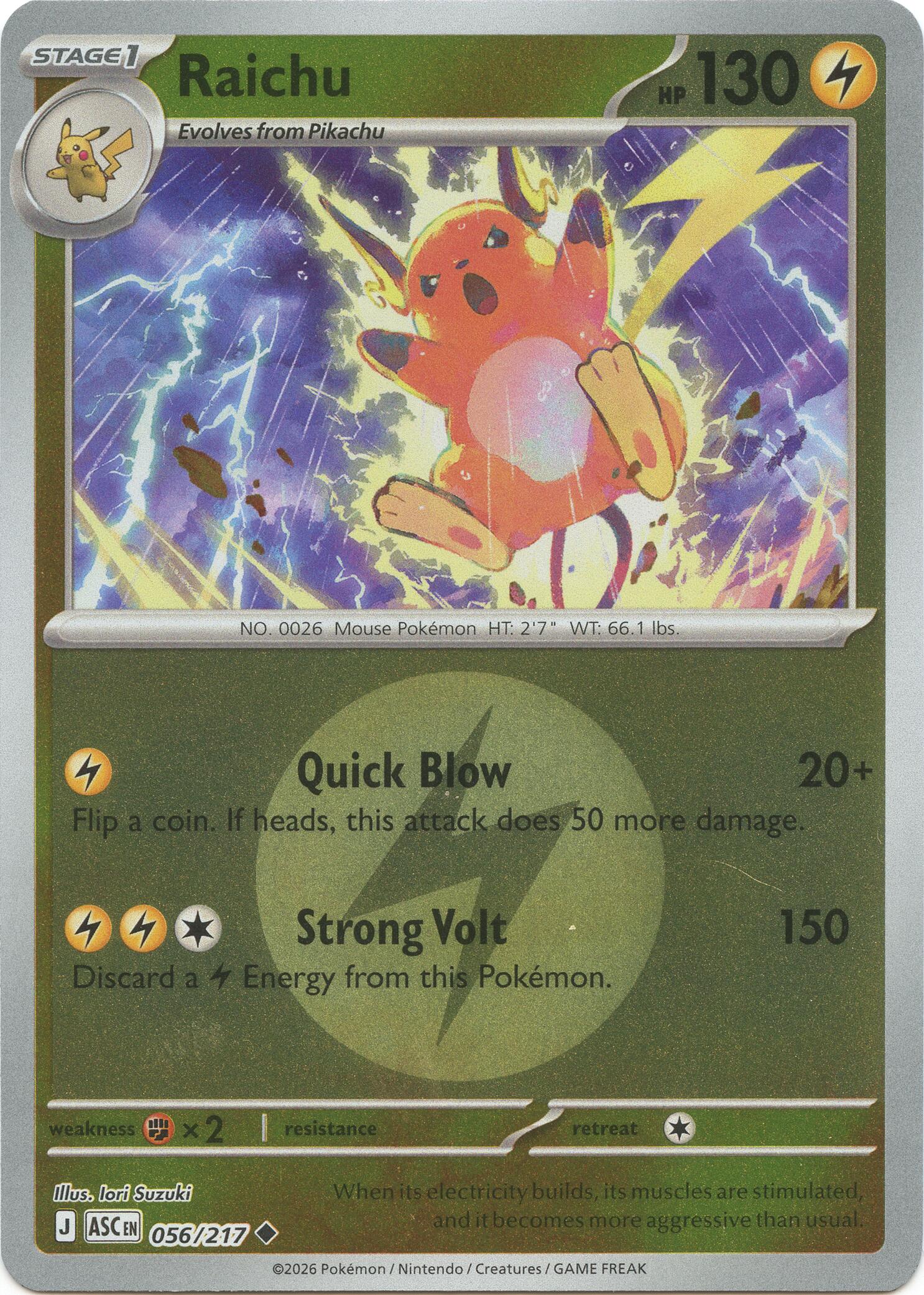 Raichu (056/217) (Energy Symbol Pattern) [Mega Evolution: Ascended Heroes] | Anubis Games and Hobby