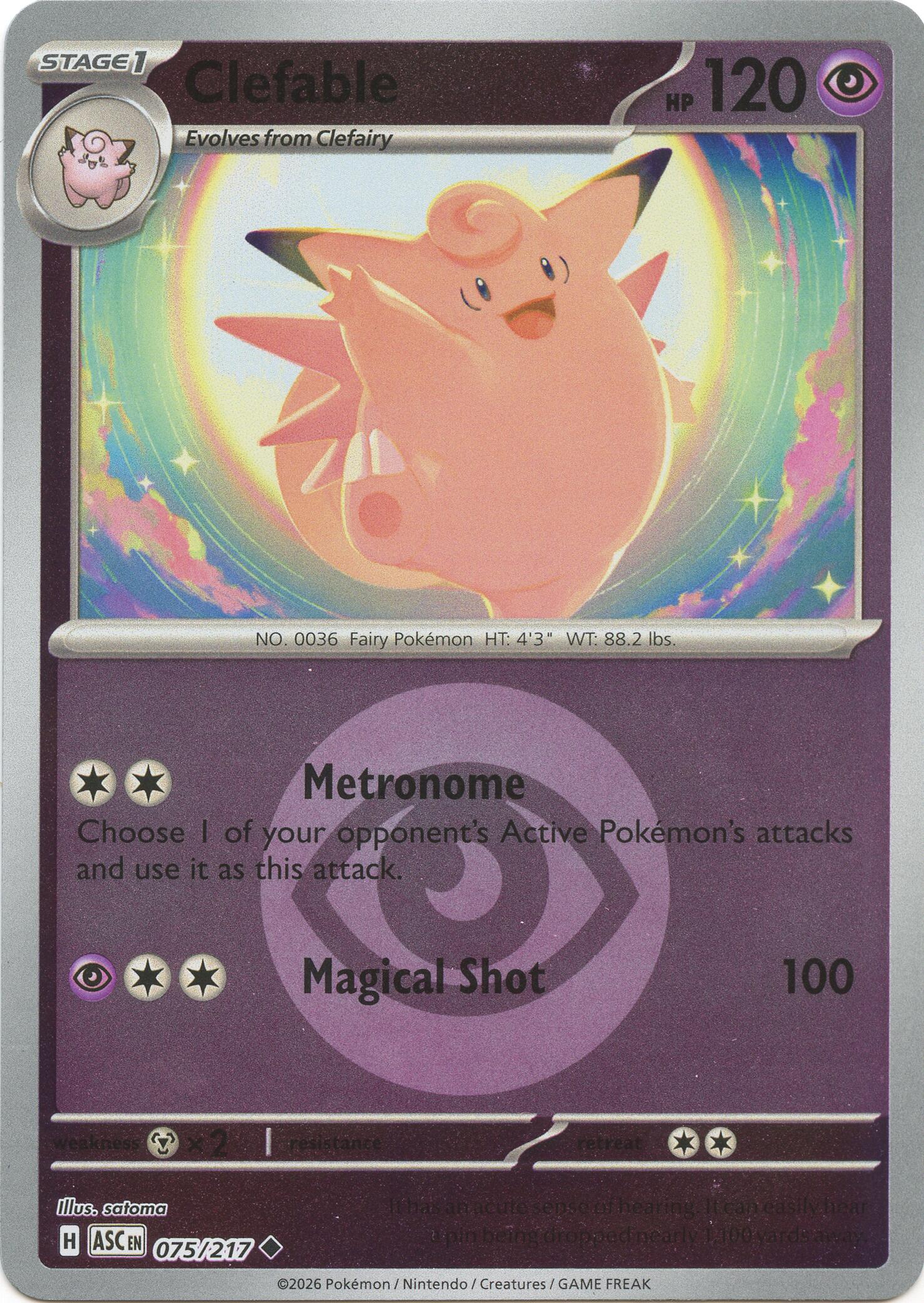 Clefable (075/217) (Energy Symbol Pattern) [Mega Evolution: Ascended Heroes] | Anubis Games and Hobby