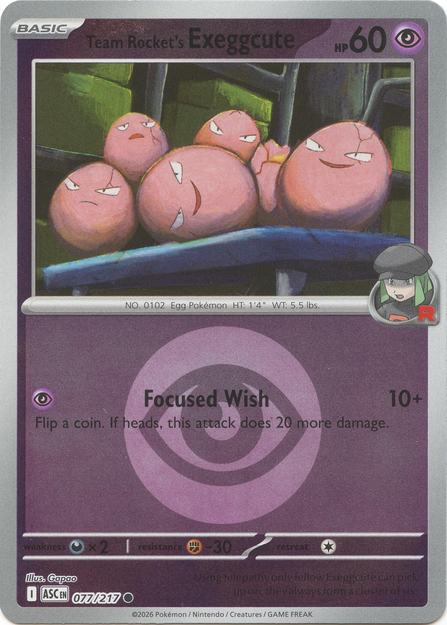 Team Rocket's Exeggcute (077/217) (Energy Symbol Pattern) [Mega Evolution: Ascended Heroes] | Anubis Games and Hobby