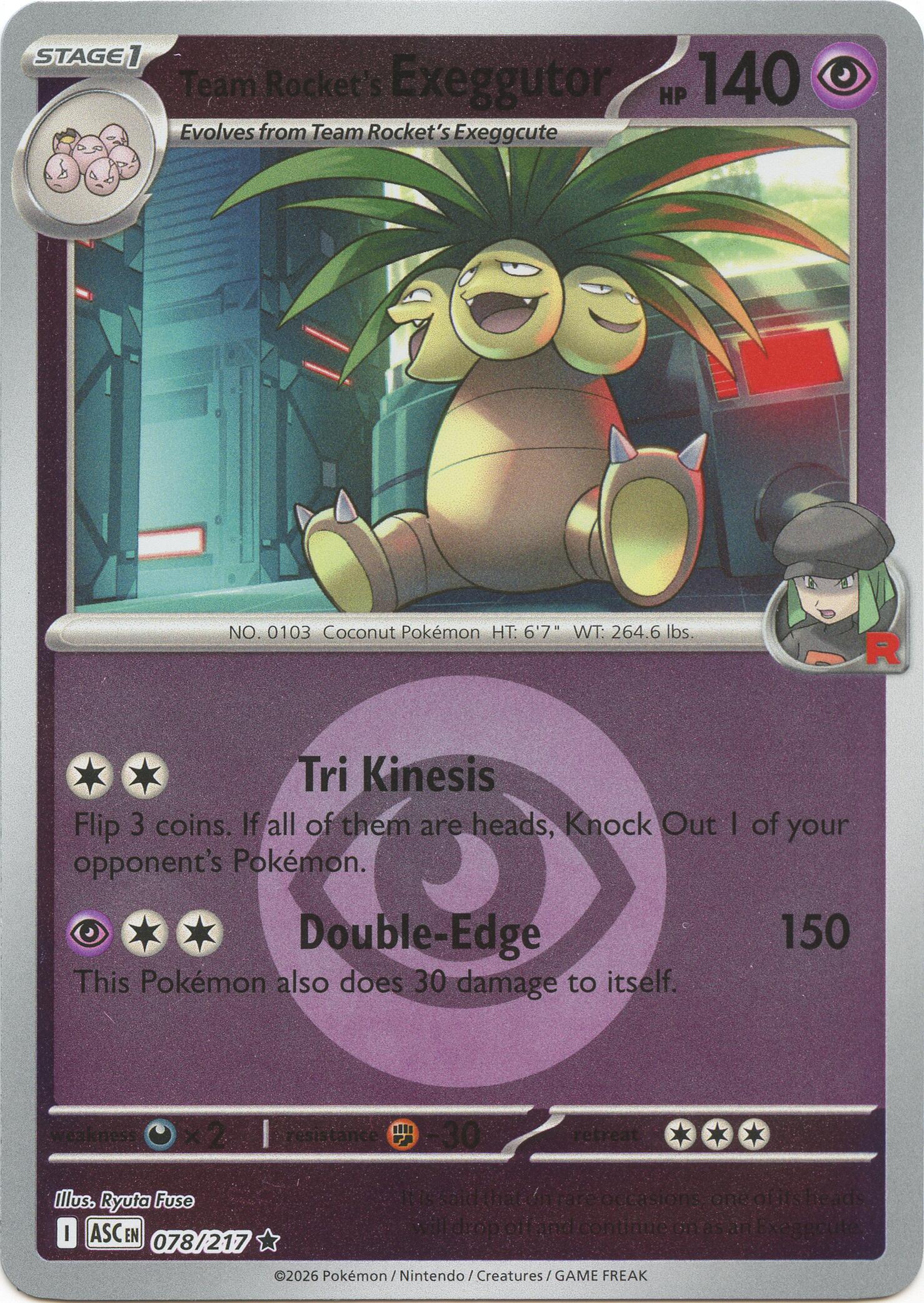 Team Rocket's Exeggutor (078/217) (Energy Symbol Pattern) [Mega Evolution: Ascended Heroes] | Anubis Games and Hobby