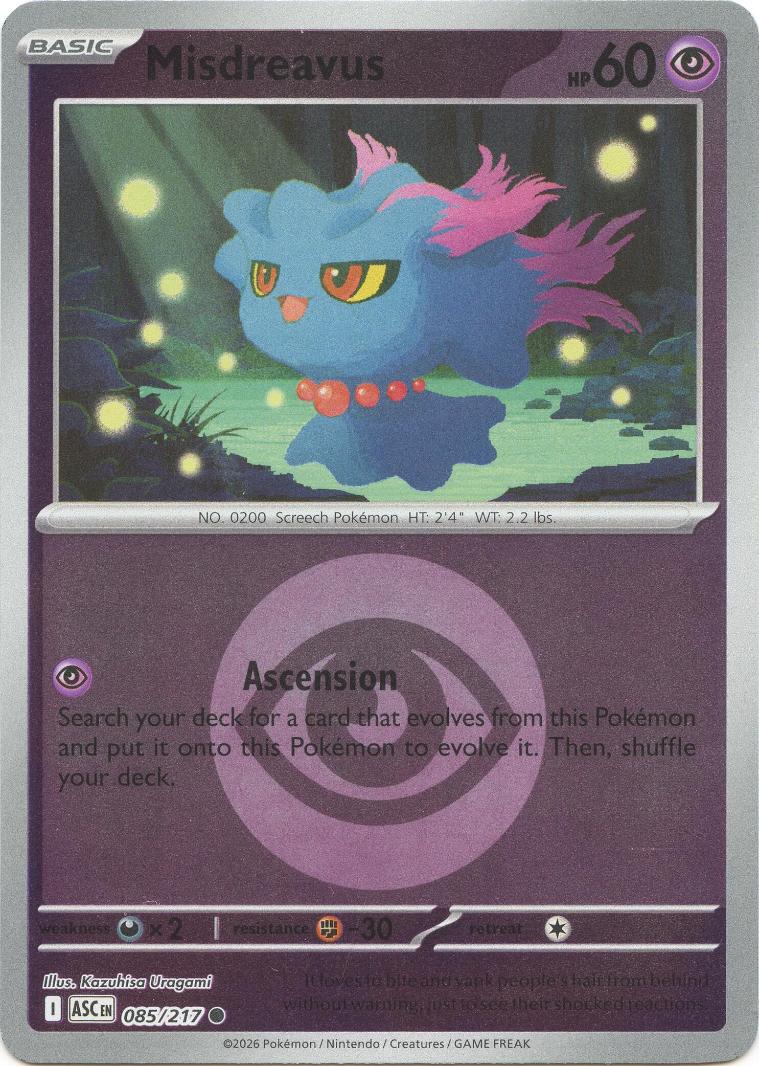Misdreavus (085/217) (Energy Symbol Pattern) [Mega Evolution: Ascended Heroes] | Anubis Games and Hobby