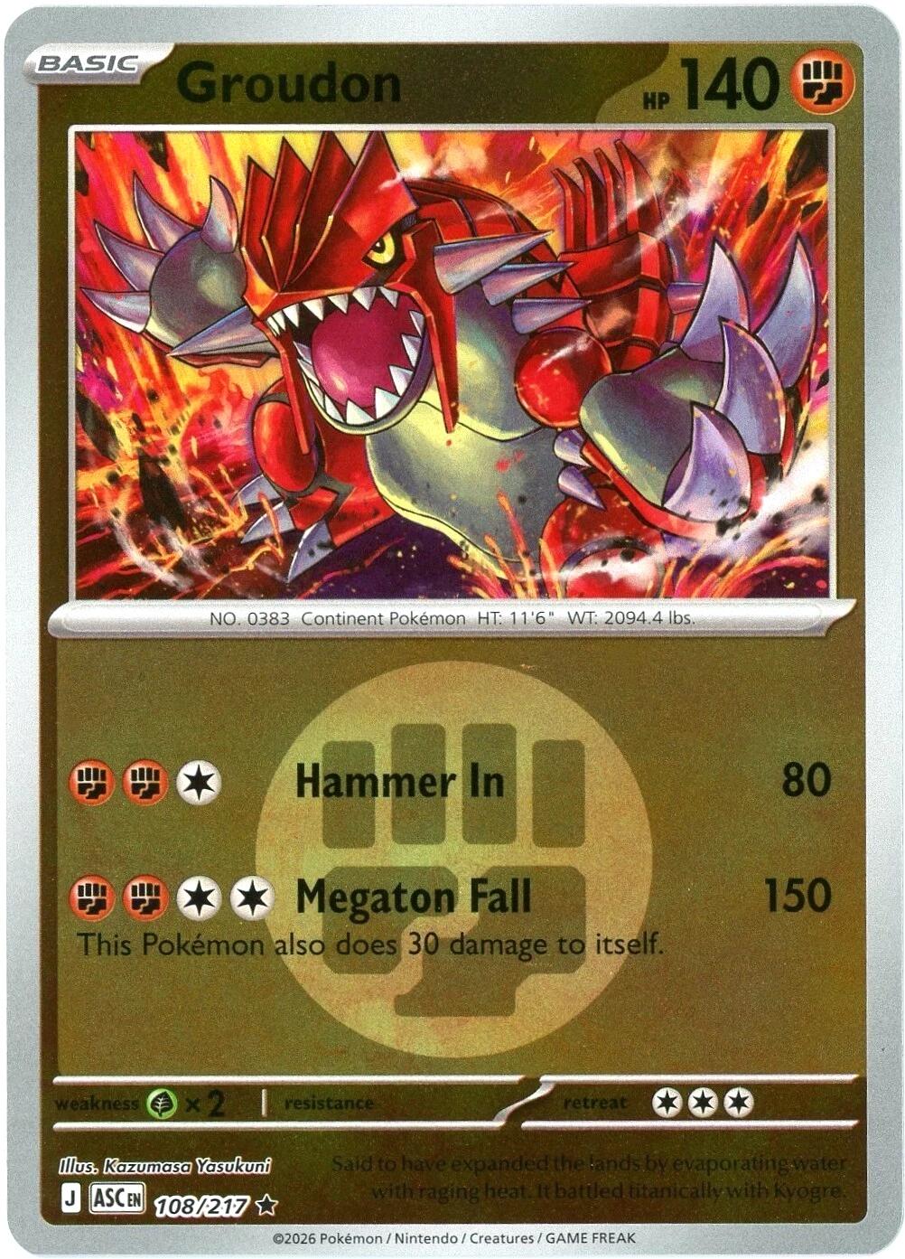 Groudon (108/217) (Energy Symbol Pattern) [Mega Evolution: Ascended Heroes] | Anubis Games and Hobby