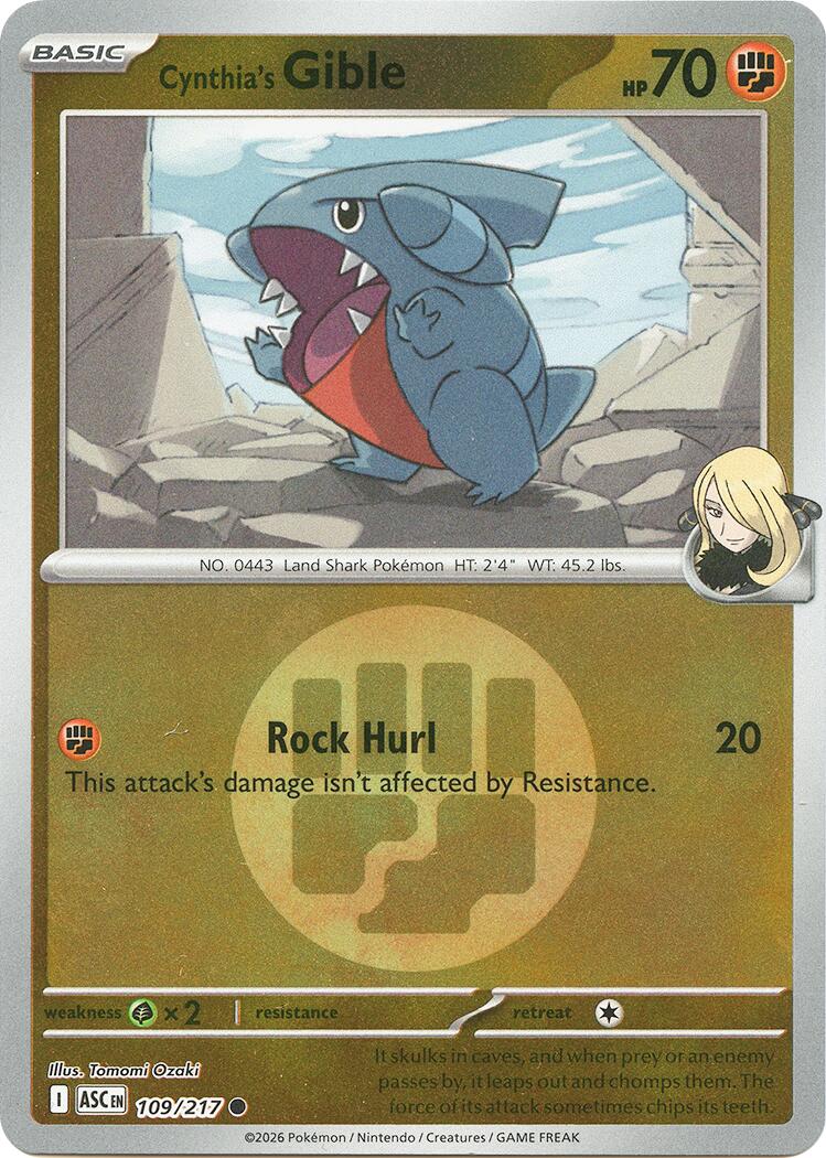 Cynthia's Gible (109/217) (Energy Symbol Pattern) [Mega Evolution: Ascended Heroes] | Anubis Games and Hobby