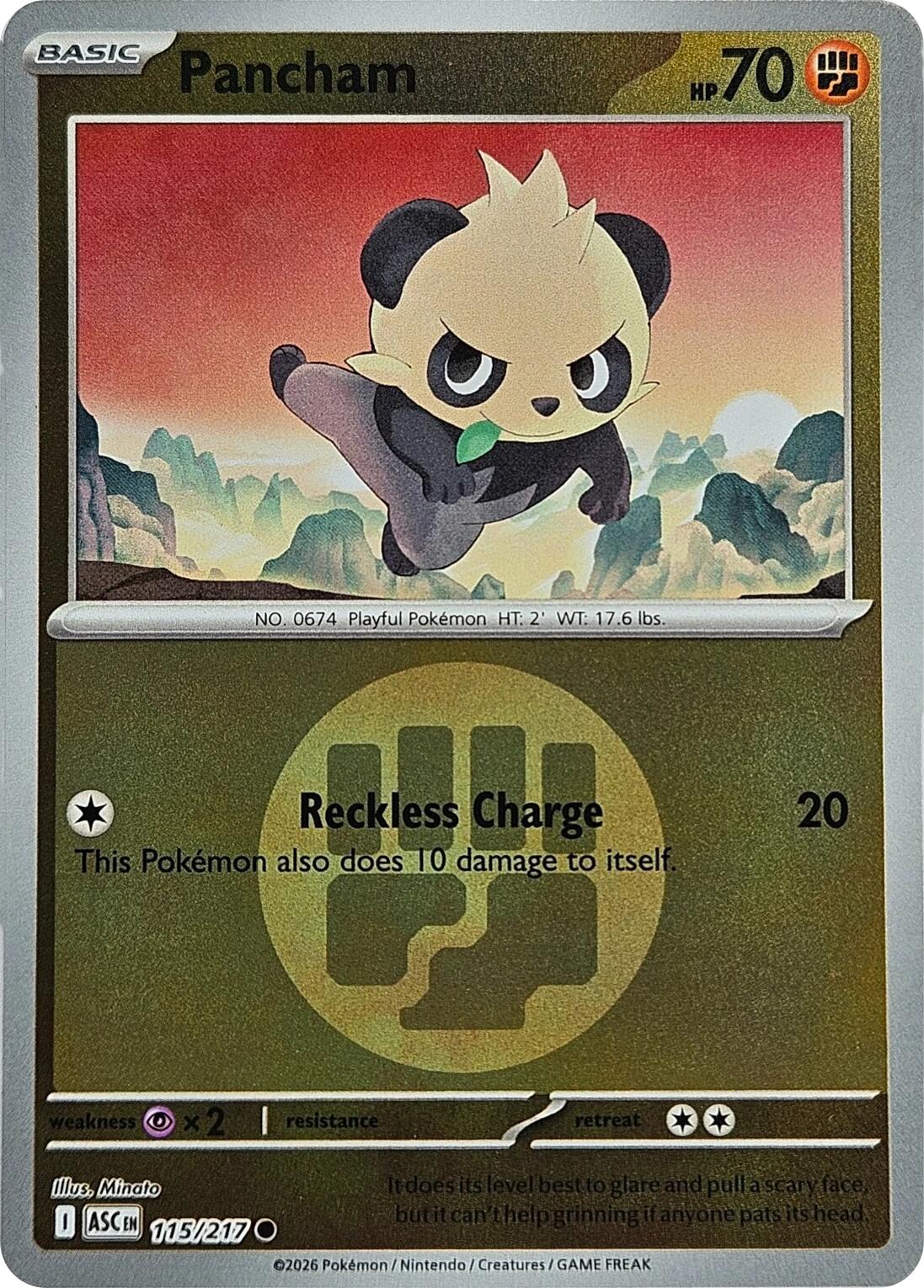 Pancham (115/217) (Energy Symbol Pattern) [Mega Evolution: Ascended Heroes] | Anubis Games and Hobby