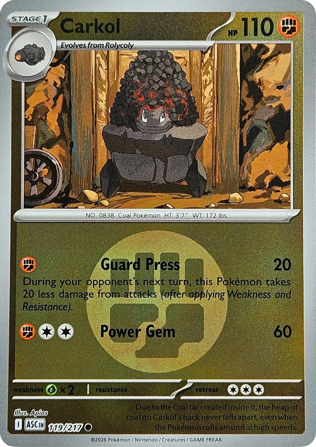 Carkol (119/217) (Energy Symbol Pattern) [Mega Evolution: Ascended Heroes] | Anubis Games and Hobby