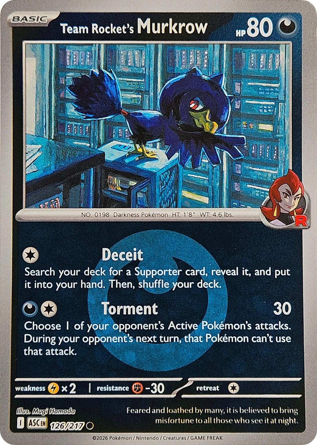 Team Rocket's Murkrow (126/217) (Energy Symbol Pattern) [Mega Evolution: Ascended Heroes] | Anubis Games and Hobby