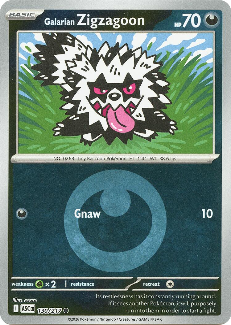 Galarian Zigzagoon (130/217) (Energy Symbol Pattern) [Mega Evolution: Ascended Heroes] | Anubis Games and Hobby