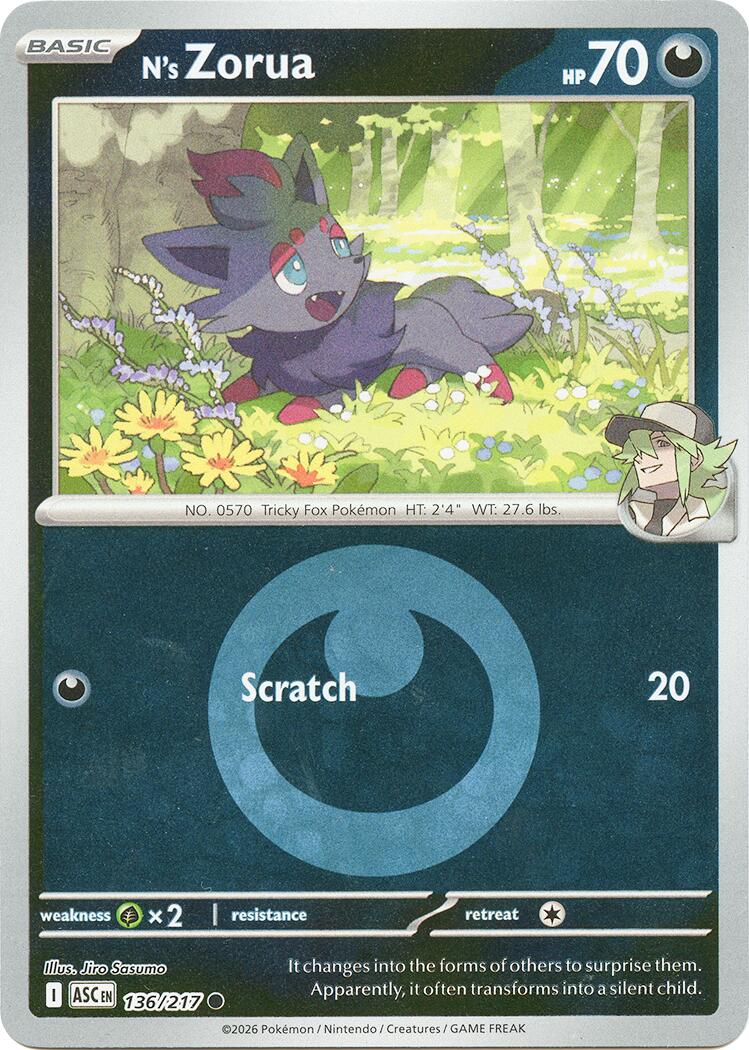 N's Zorua (136/217) (Energy Symbol Pattern) [Mega Evolution: Ascended Heroes] | Anubis Games and Hobby