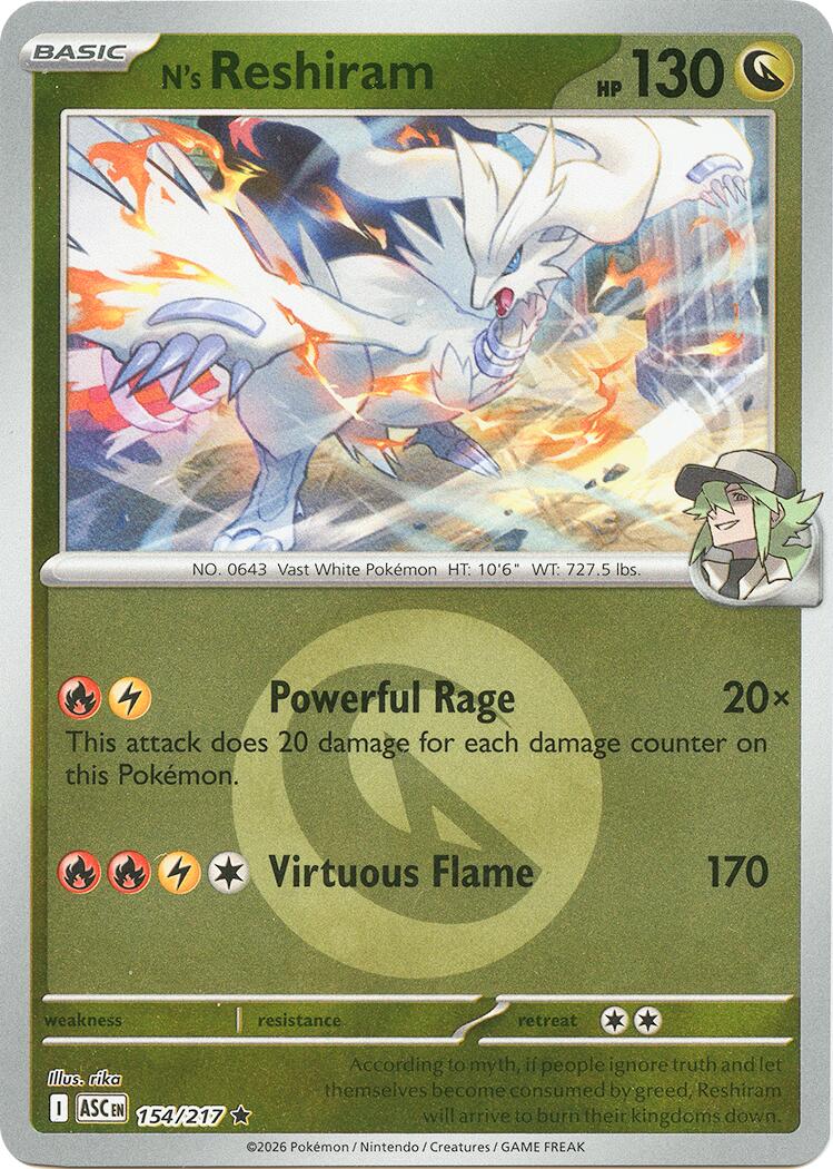 N's Reshiram (154/217) (Energy Symbol Pattern) [Mega Evolution: Ascended Heroes] | Anubis Games and Hobby