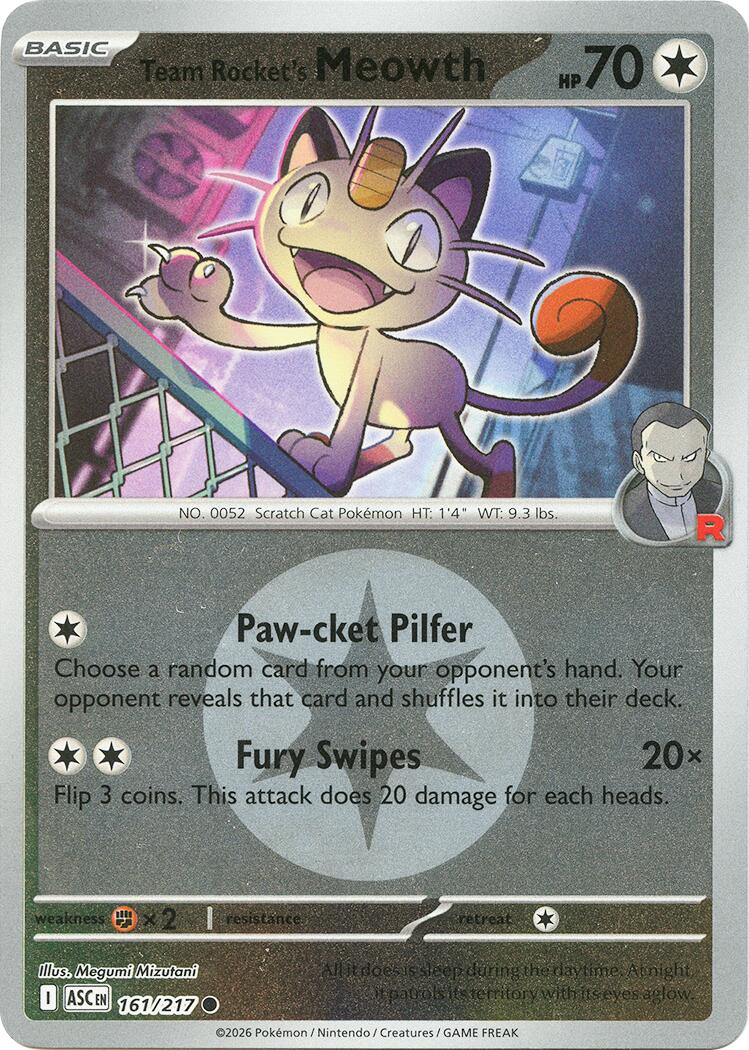 Team Rocket's Meowth (161/217) (Energy Symbol Pattern) [Mega Evolution: Ascended Heroes] | Anubis Games and Hobby
