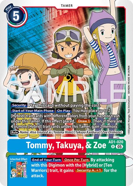 Tommy, Takuya, & Zoe [AD1-020] [Advanced Booster Digimon Generation] | Anubis Games and Hobby