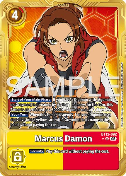 Marcus Damon [BT12-092] (Gold Border) [Advanced Booster Digimon Generation] | Anubis Games and Hobby