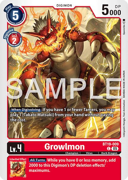 Growlmon [BT19-009] [Advanced Booster Digimon Generation] | Anubis Games and Hobby