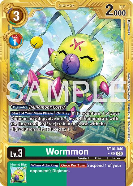 Wormmon [BT16-040] - BT16-040 (Gold Border) [Advanced Booster Digimon Generation] | Anubis Games and Hobby
