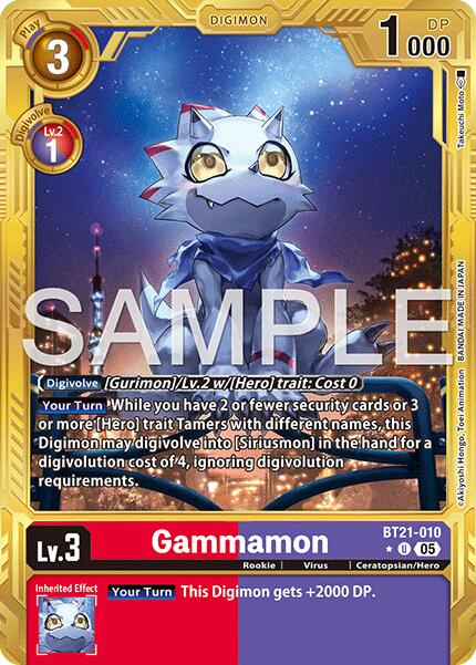 Gammamon [BT21-010] - BT21-010 (Gold Border) [Advanced Booster Digimon Generation] | Anubis Games and Hobby
