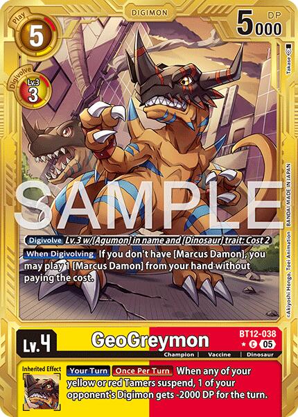 GeoGreymon [BT12-038] - BT12-038 (Gold Border) [Advanced Booster Digimon Generation] | Anubis Games and Hobby