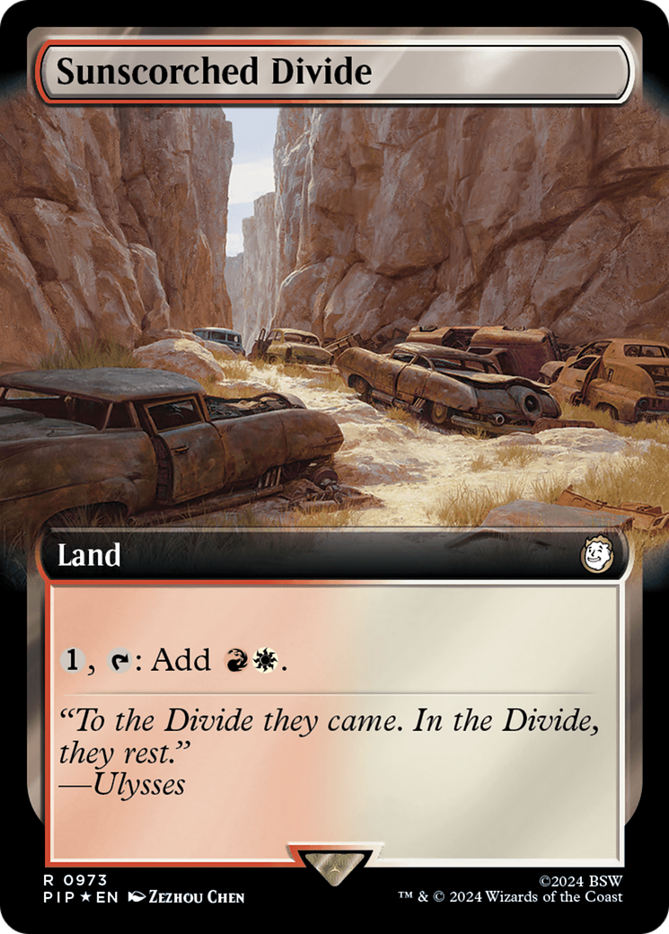 Sunscorched Divide (Extended Art) (Surge Foil) [Fallout] | Anubis Games and Hobby